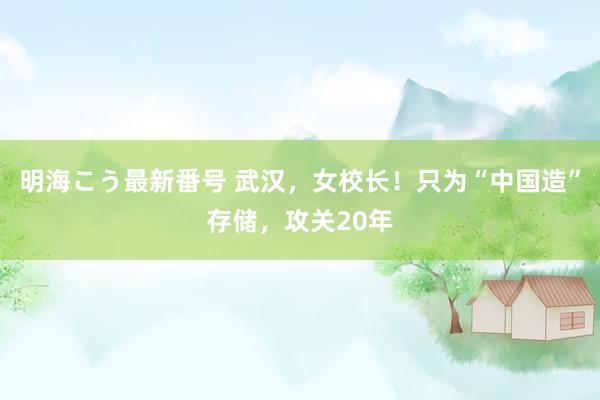 明海こう最新番号 武汉，女校长！只为“中国造”存储，攻关20年