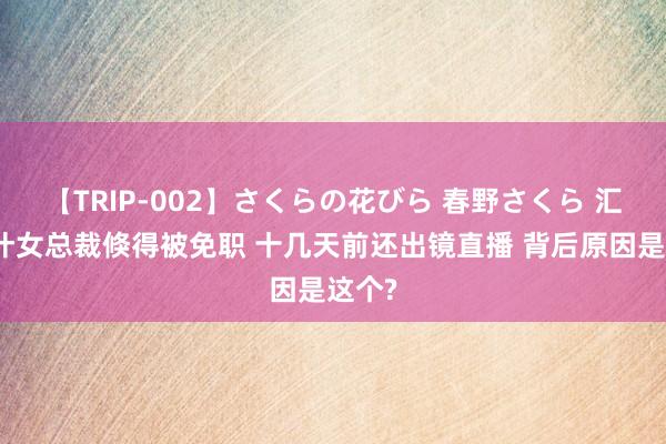 【TRIP-002】さくらの花びら 春野さくら 汇源果汁女总裁倏得被免职 十几天前还出镜直播 背后原因是这个?