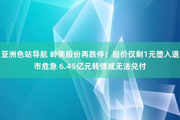 亚洲色站导航 岭南股份再跌停！股价仅剩1元堕入退市危急 6.45亿元转债或无法兑付