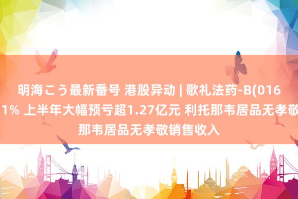 明海こう最新番号 港股异动 | 歌礼法药-B(01672)重挫11% 上半年大幅预亏超1.27亿元 利托那韦居品无孝敬销售收入