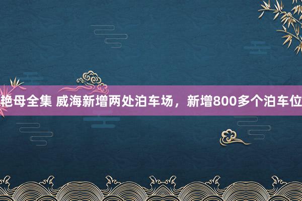 艳母全集 威海新增两处泊车场，新增800多个泊车位