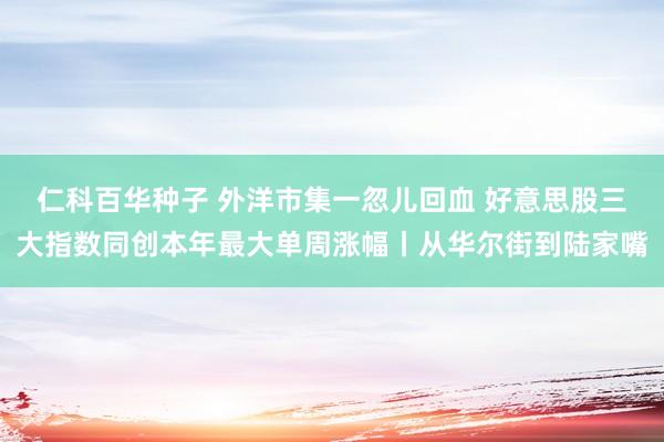 仁科百华种子 外洋市集一忽儿回血 好意思股三大指数同创本年最大单周涨幅丨从华尔街到陆家嘴