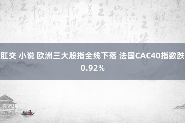 肛交 小说 欧洲三大股指全线下落 法国CAC40指数跌0.92%