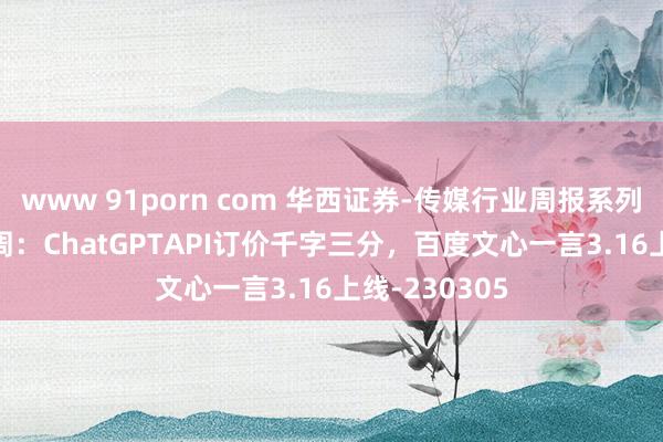 www 91porn com 华西证券-传媒行业周报系列2023年第9周：ChatGPTAPI订价千字三分，百度文心一言3.16上线-230305